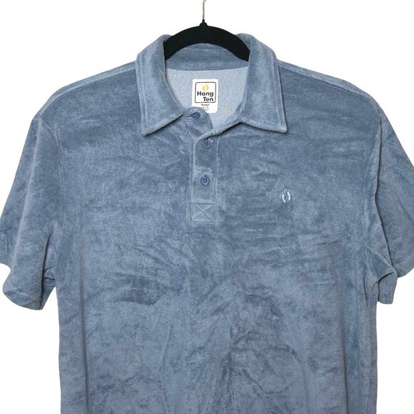 Hang Ten Men’s Terry Cloth Hang In Polo Blue Size Small - Picture 4 of 8